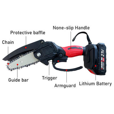 Battery Powered Cordless Mini Chainsaw 6 Inch Skin Only with Brushed motor