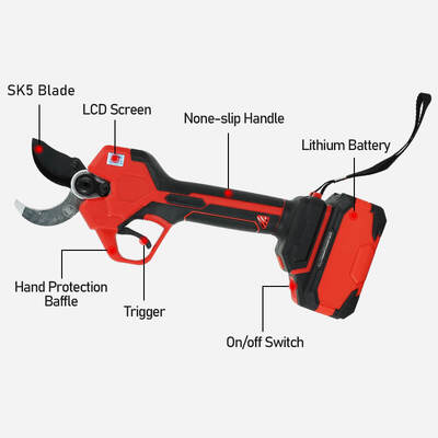 45mm Cordless Electric Pruner Shears with Brushless Motor and 21V Battery for Long Working Time